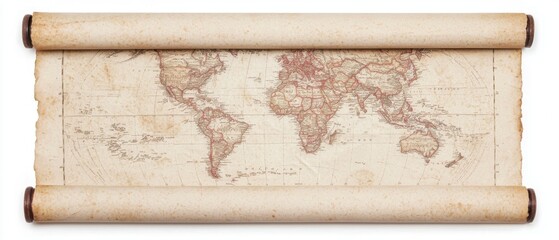 Exploring the ancient world a detailed map of historical continents and regions on vintage scroll paper