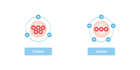 Cation and Anion Structure Scientific Design. Vector Illustration.
