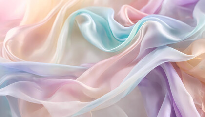 Fototapeta premium A gentle blend of pastel silk fabric serves as a soft, elegant background with a luxurious touch. generative ai