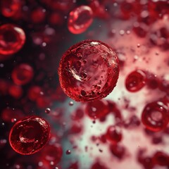 A longitudinal view of a blood vessel shows a large air bubble in the vessel, blocking the flow of red blood cells.