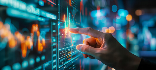Interactive financial data analysis on high-tech digital display