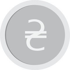 Silver coin with Ukrainian hryvnia sign. Vector illustration with transparent background