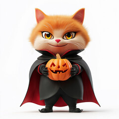 Obraz premium A cat holding pumpkin isolation, Illustration.