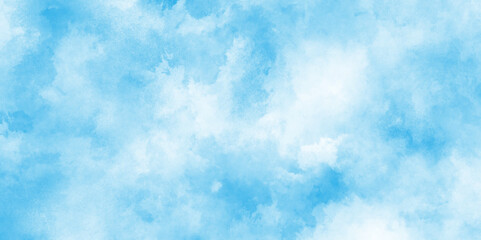 Horizon Spring Morning Sky with clouds, fresh and clear Blue sky and white clouds floated in the sky, there are small and large clouds alternating and moving slowly on blue sky.