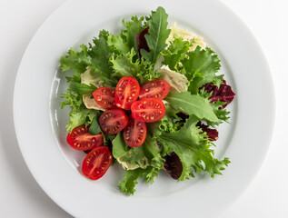 mixed salad plate with radicchio and tomatoes