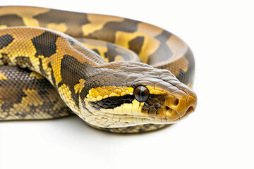 Fototapeta premium Snake Isolated On White: snake with vibrant scales and detailed texture, Snake Head, Viper, Reptiles , Serpent 