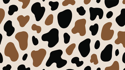 Abstract black and brown cow skin texture or cow print pattern vector. Animal print, repeat pattern design.