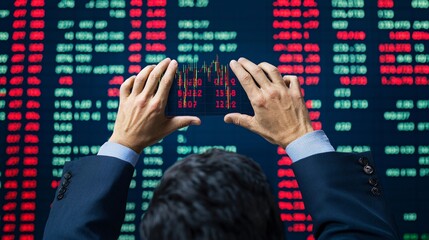 Investor holding diversified portfolio with stocks and bonds industrial theme close-up ultra hd high resolution clean sharp focus