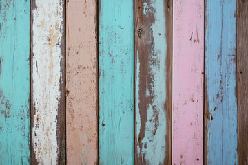 rustic wooden planks painted in pastel colors