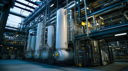 Fototapeta premium CO2 absorption technology in industrial settings, showcasing carbon capture efficiency, stock photos,