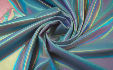 Blue and iridescent fabric  abstract background  iridescent textile texture  fashion and design   
