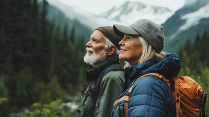 Fototapeta premium Older couple outdoor hiking 