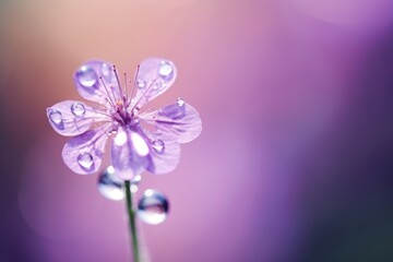Naklejka premium Water droplet on vervain nature flower outdoors.