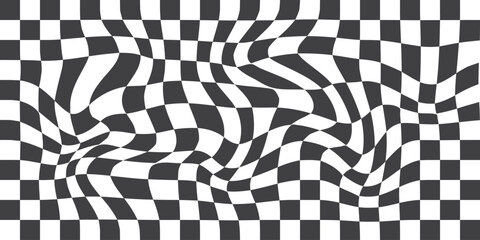 Obraz premium Retro psychedelic checkerboard social media backgrounds set. Groovy wavy y2k checkered vector prints