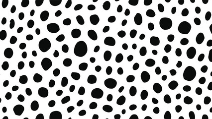 Dalmatian skin texture. Vector pattern of black dalmatian spots on white background.