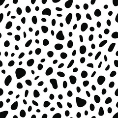 Black and white dalmatian print pattern vector. Abstract dalmatian dog spots background.