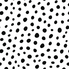 Black and white dalmatian print pattern vector. Abstract dalmatian dog spots background.