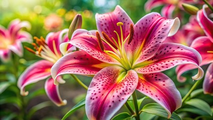 Fototapeta premium Floral close-up of blooming oriental lily