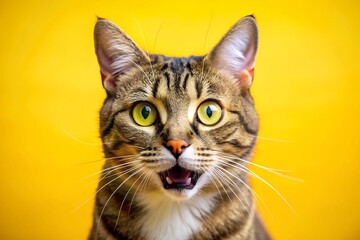 Obraz premium Close-Up of a Cat with Bright Yellow Eyes