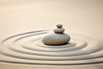 Zen stones on sand photo.