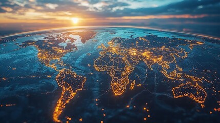 Global business expanding horizons with international CRM development, showcasing interconnected markets, diverse teams, and innovative strategies for growth and customer relationship management