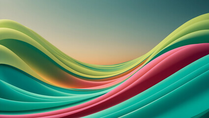 Obraz premium Flowing waves in vibrant colors create serene and dynamic landscape, showcasing organic forms and gradients that evoke sense of tranquility and movement