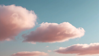 Fototapeta premium Soft clouds gently blending in serene blue sky create tranquil atmosphere, evoking sense of peace and calm