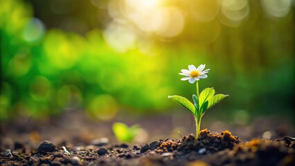 Green ground plant with flowers for natural background
