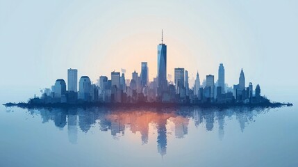 Obraz premium Urban Skyline Silhouettes Against Soft Colors