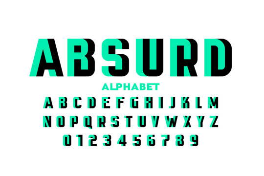 Absurd. Impossible shape font design, alphabet letters and numbers vector illustration