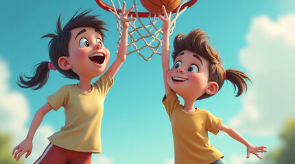 cartoon character children playing game