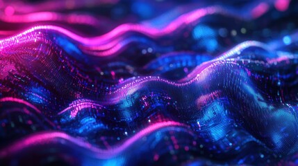Obraz premium Vibrant Digital Waveforms in Bright Mesh Patterns