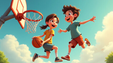 cartoon character children playing game