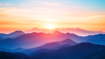 Fototapeta premium The sunset in the valley, wallpaper, a colorful natural phenomenon that is so beautiful