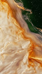 Abstract Fluid Art Photography, Liquid Ink Background with Swirls, Gold, White, Green, Colors