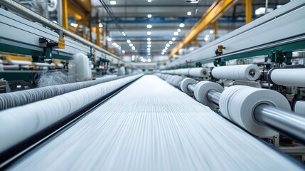 Factory production line at a textile factory
