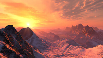 Fototapeta premium The sunset in the valley, wallpaper, a colorful natural phenomenon that is so beautiful