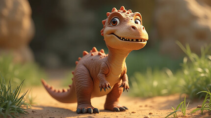 Naklejka premium cartoon character little dinosaur