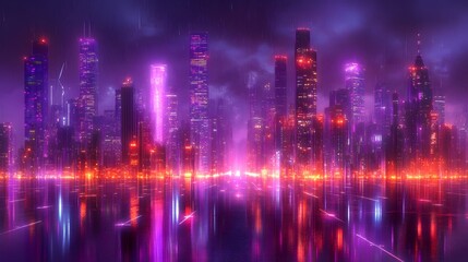 Fototapeta premium A cityscape with renewable energy sources like solar panels and wind turbines, supported by large-scale battery storage solutions