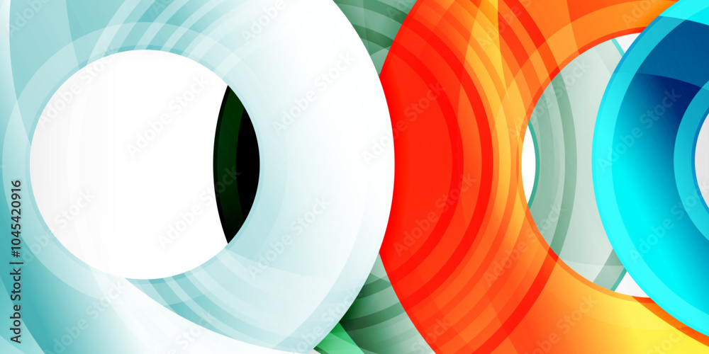 Poster bright colorful circles with light effects. abstract background