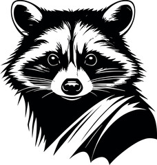 Raccoon Vector Black Silhouette Design For T-Shirt