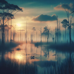 sunrise over the river