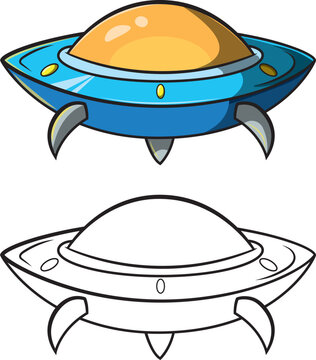 P&aacute;gina para colorear de un platillo Volador estilo cartoon