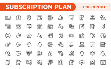 Subscription Services Icon Set. Modern and sleek icons for subscription-based platforms, perfect for enhancing user interfaces, streaming apps, SaaS products, and membership management.