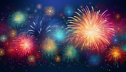 Naklejka premium abstract fireworks background room holiday text