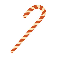 Christmas candy cane. Sweet stripes candy. Flat vector isolated illustration