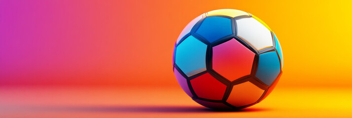 Fototapeta premium Vibrant soccer ball design on colorful gradient background for sports-themed graphics