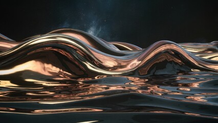 a mesmerizing scene of fluid swirling metallic wav