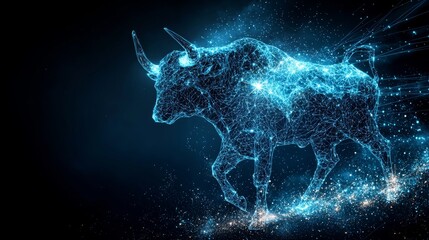 Artistic representation of the Taurus zodiac sign with glowing details and cosmic background