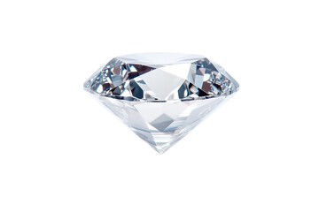 A diamond is shown in a clear case. on transparent background.